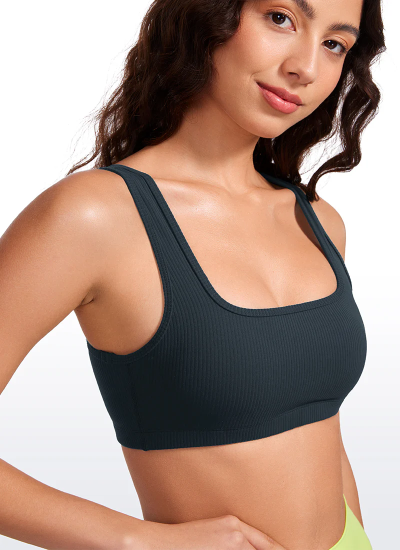 Ribbed Square Neck Padded Mini Bra - Image 43