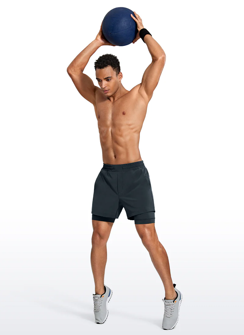 Feathery-Fit 2 in 1 Athletic Shorts 5''- with Pockets & Long Liner - Image 13