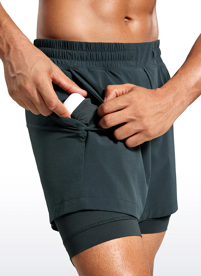 Feathery-Fit 2 in 1 Athletic Shorts 5''- with Pockets & Long Liner - Image 9