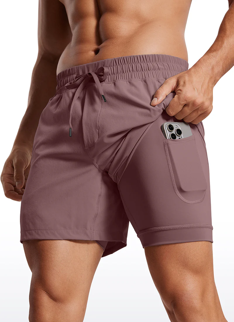 Feathery-Fit 2 in 1 Athletic Shorts 5''- with Pockets - Image 10