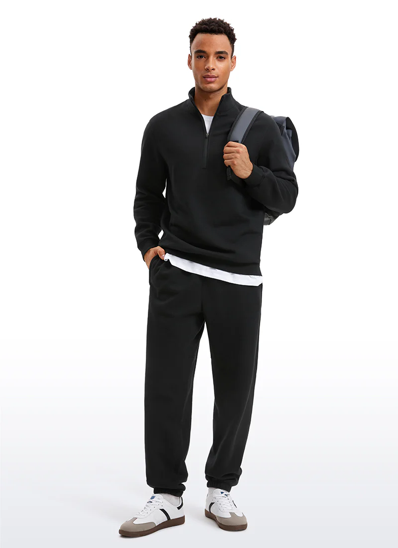 Fleece Lined Half Zip Sweatshirts Mock Neck - Image 12