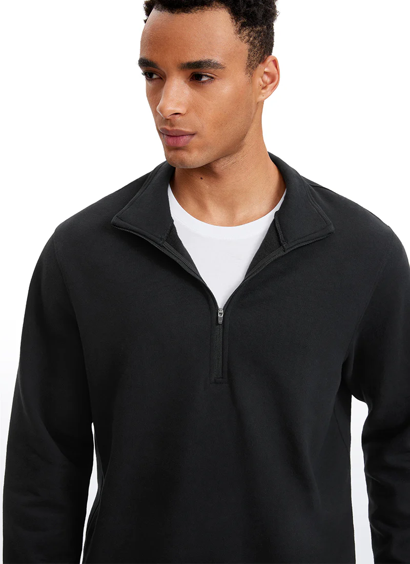 Fleece Lined Half Zip Sweatshirts Mock Neck - Image 13