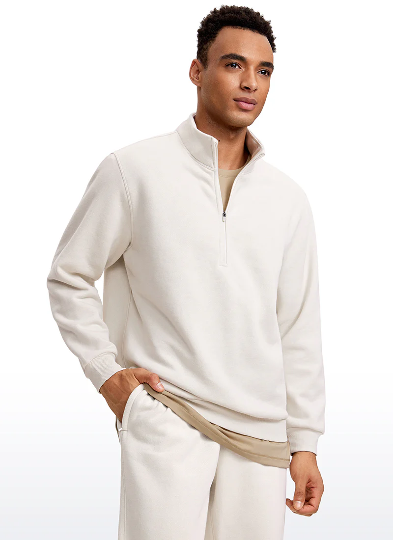 Fleece Lined Half Zip Sweatshirts Mock Neck - Image 15