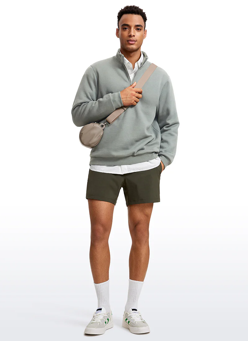 Fleece Lined Half Zip Sweatshirts Mock Neck - Image 22