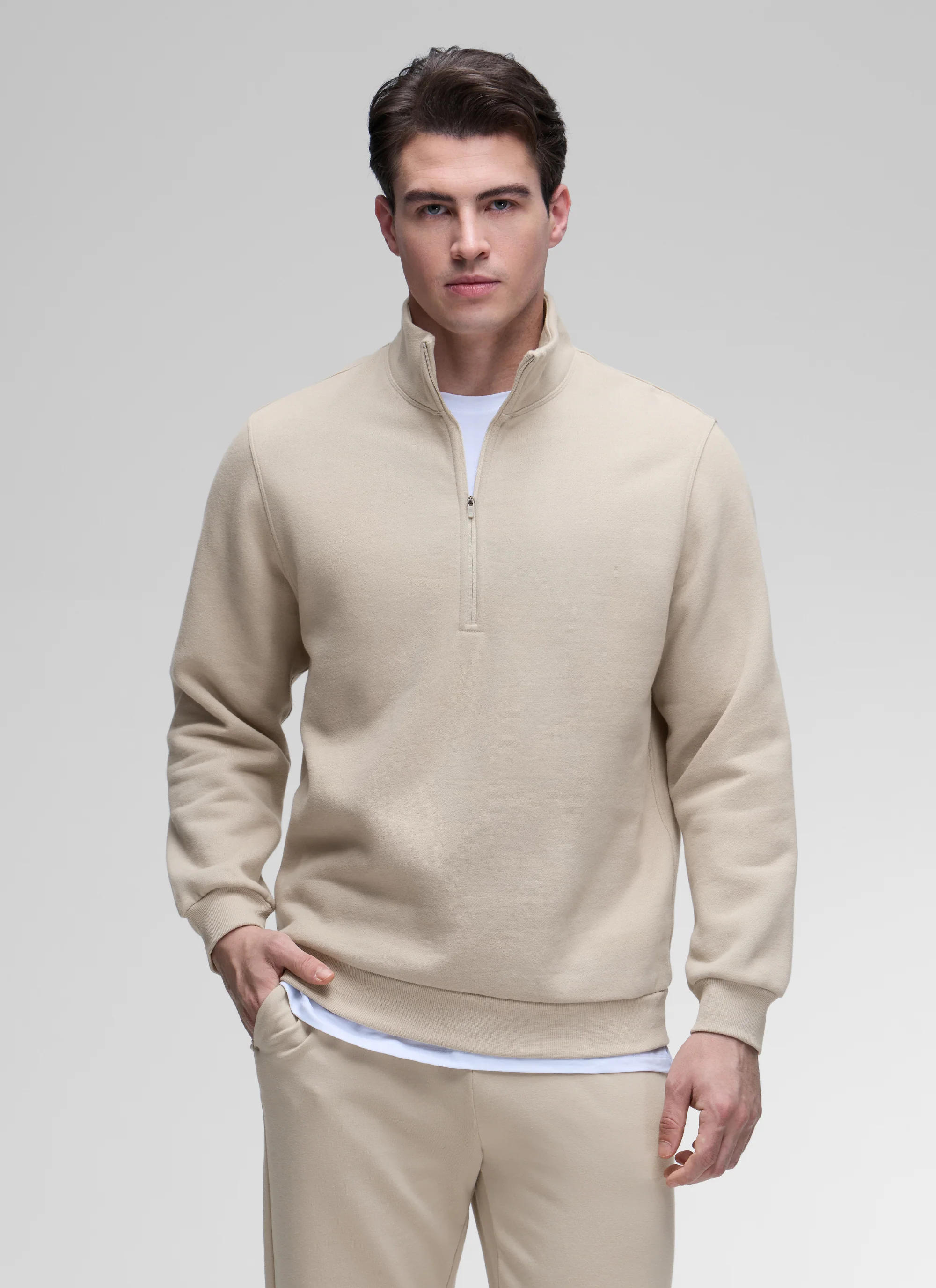 Fleece Lined Half Zip Sweatshirts Mock Neck - Image 32