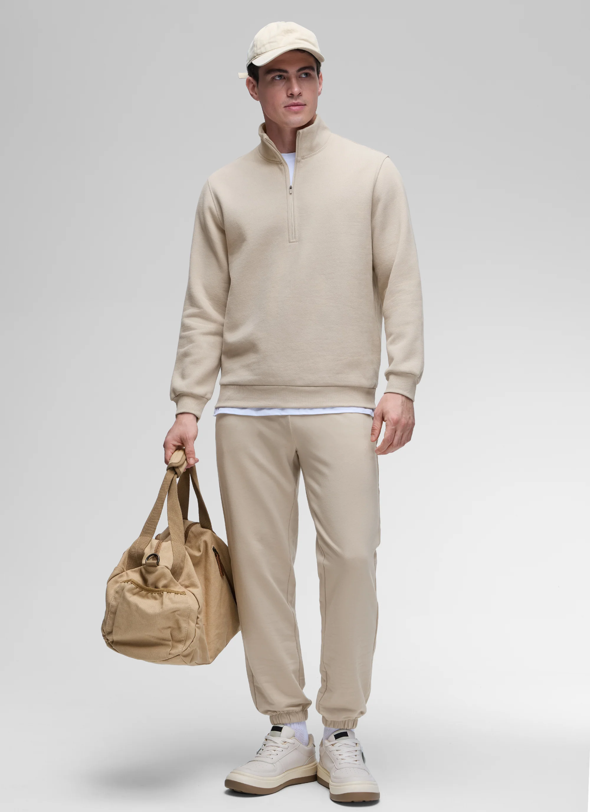 Fleece Lined Half Zip Sweatshirts Mock Neck - Image 34