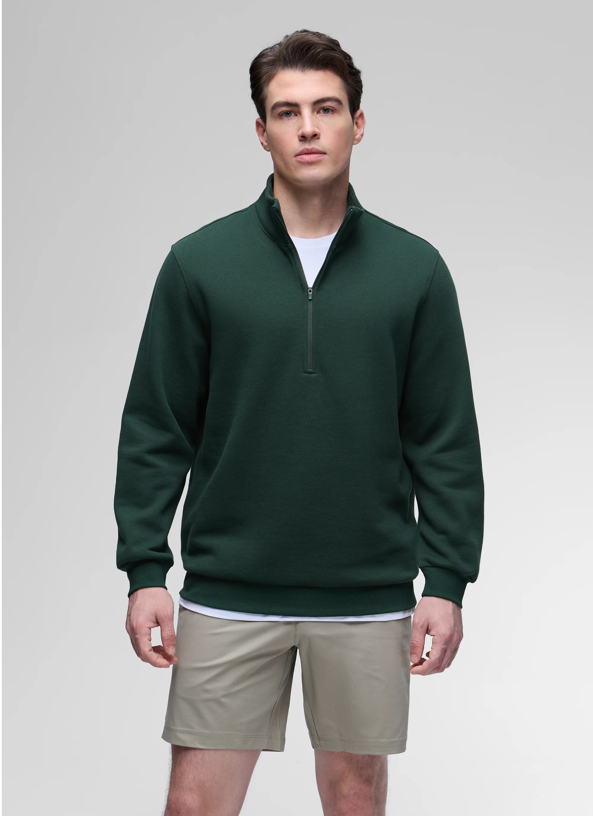 Fleece Lined Half Zip Sweatshirts Mock Neck - Image 36
