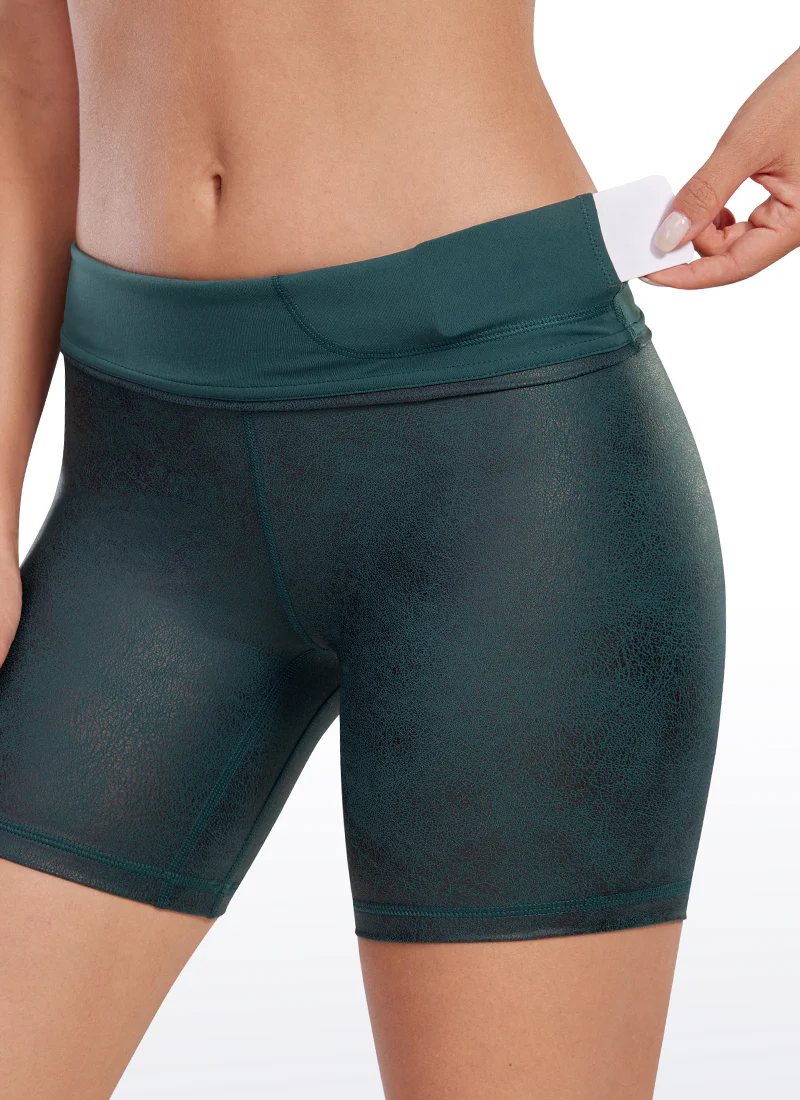 Matte Faux Leather Biker Shorts 6'' - Image 24