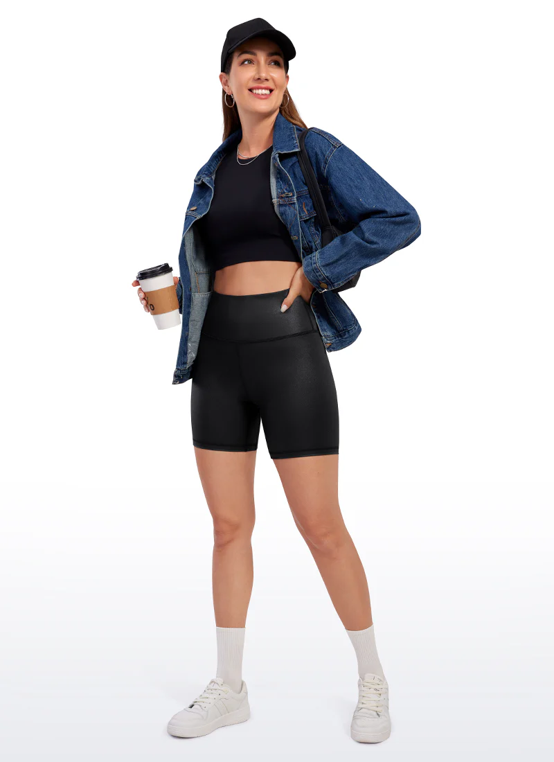 Matte Faux Leather Biker Shorts 6'' - Image 3