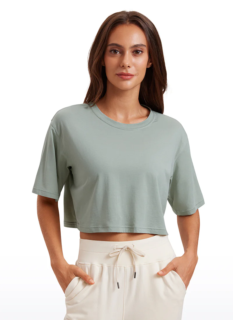 Pima Cotton Cropped Short Sleeve - Image 10