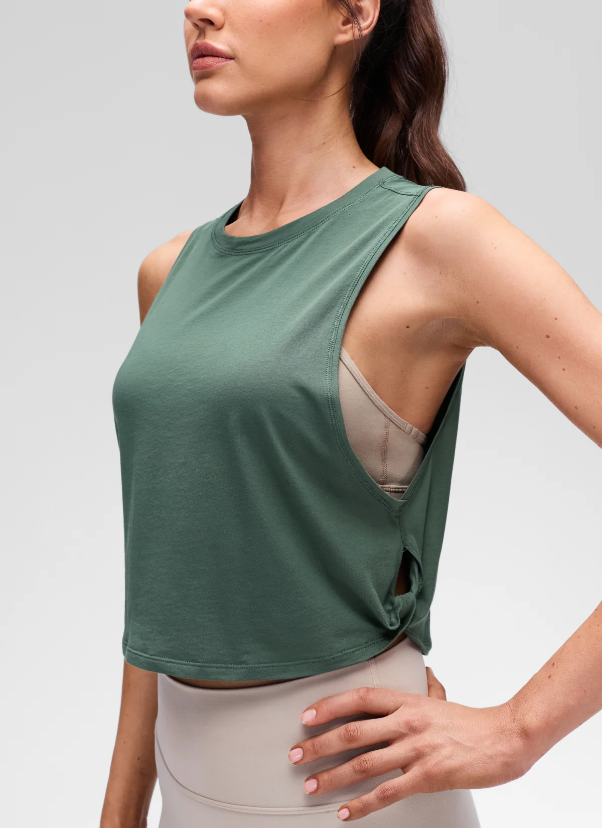Pima Cotton Crop Deep Armhole Tank - Image 4