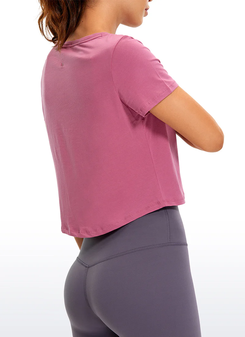 Pima Cotton Short Sleeve Cropped  V-neckline - Image 12