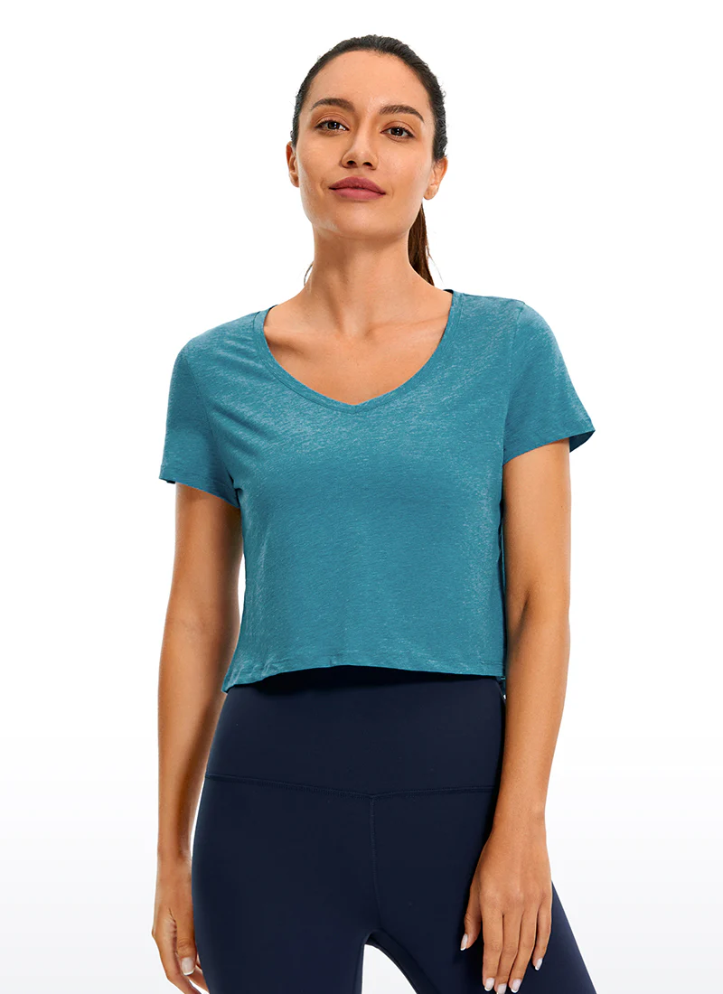 Pima Cotton Short Sleeve Cropped  V-neckline - Image 17