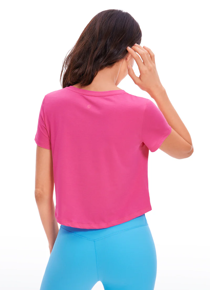 Pima Cotton Short Sleeve Cropped  V-neckline - Image 2