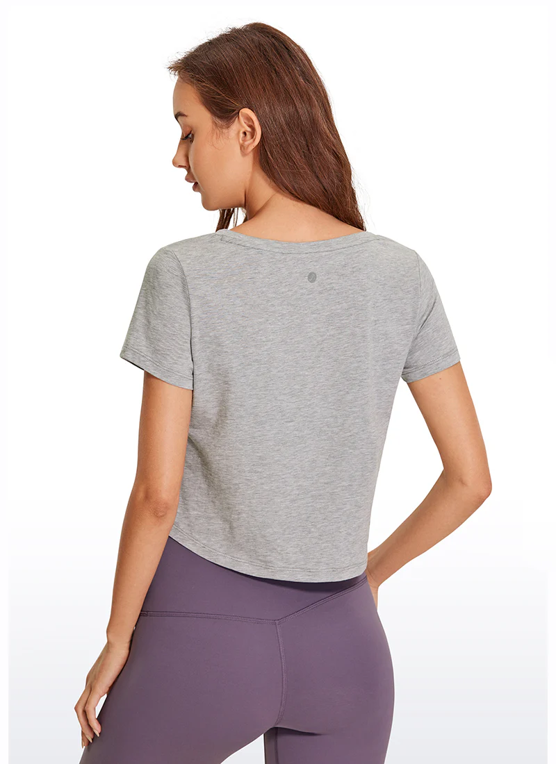 Pima Cotton Short Sleeve Cropped  V-neckline - Image 22