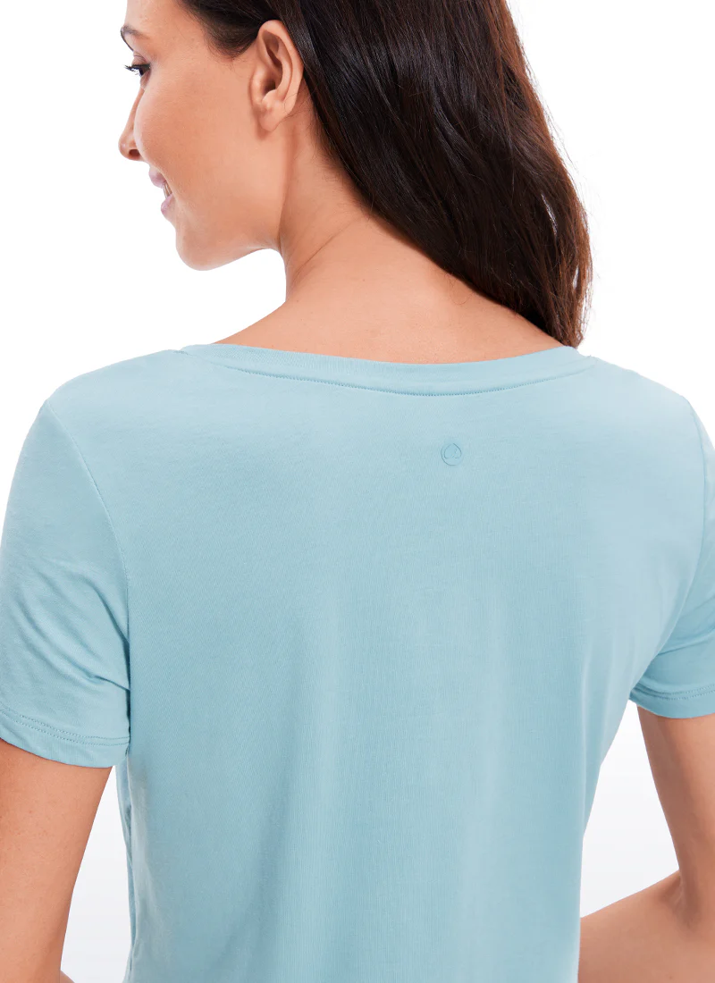 Pima Cotton Short Sleeve Cropped  V-neckline - Image 34