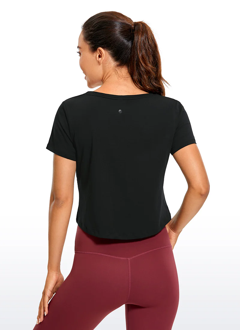 Pima Cotton Short Sleeve Cropped  V-neckline - Image 6