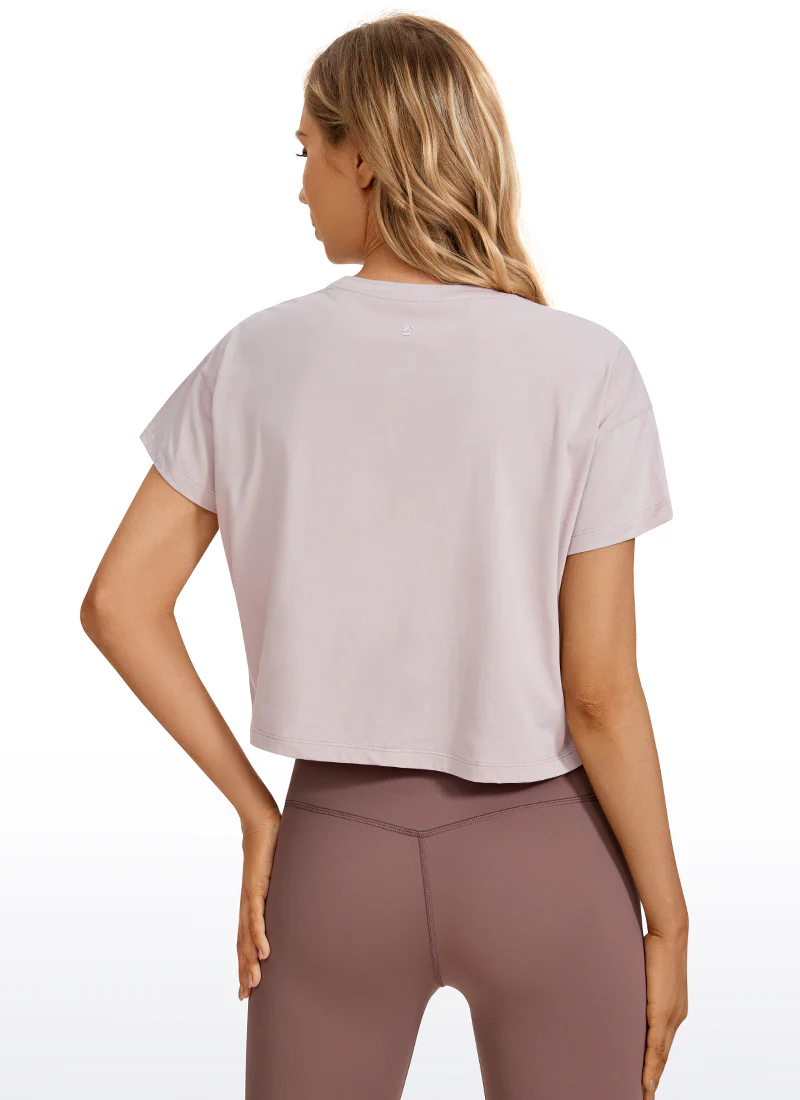 Pima Cotton Crew Neck Cropped Short Sleeve - Image 14
