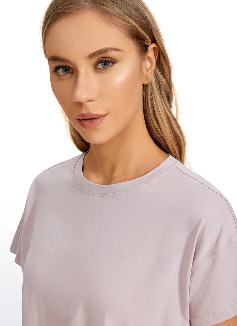 Pima Cotton Crew Neck Cropped Short Sleeve - Image 15