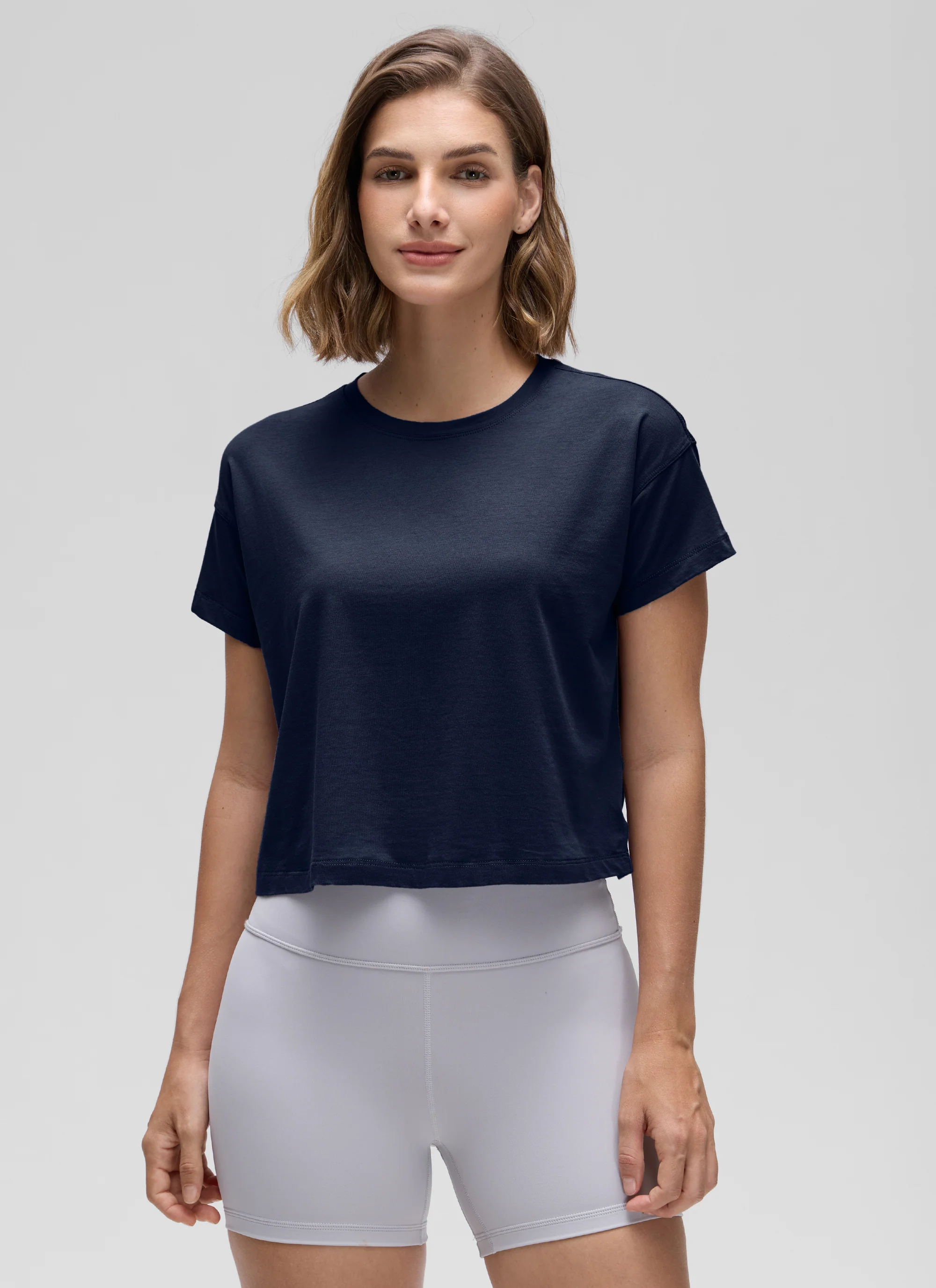 Pima Cotton Crew Neck Cropped Short Sleeve - Image 16