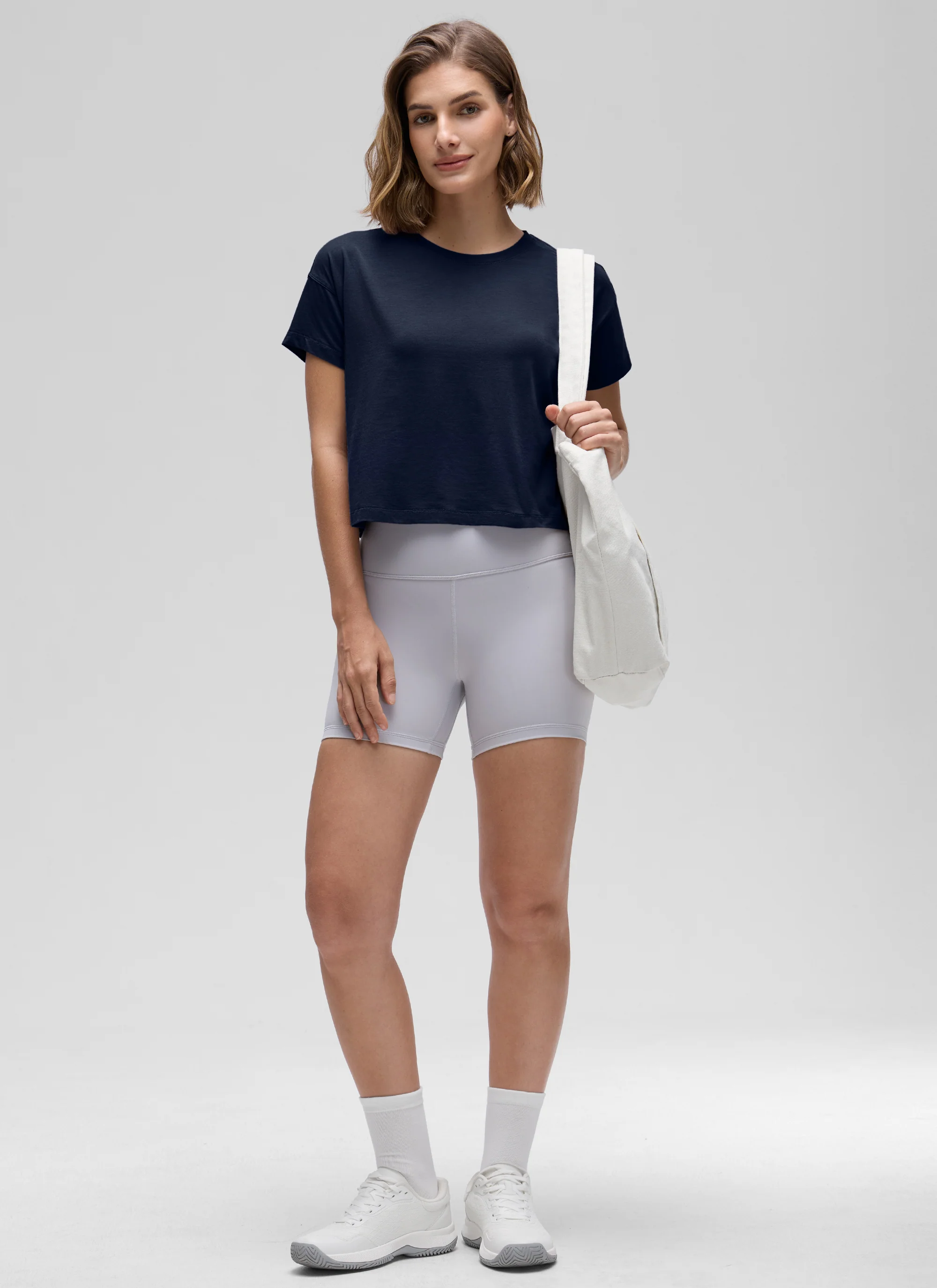Pima Cotton Crew Neck Cropped Short Sleeve - Image 18