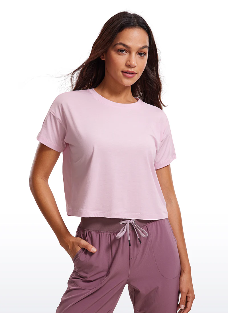 Pima Cotton Crew Neck Cropped Short Sleeve - Image 20