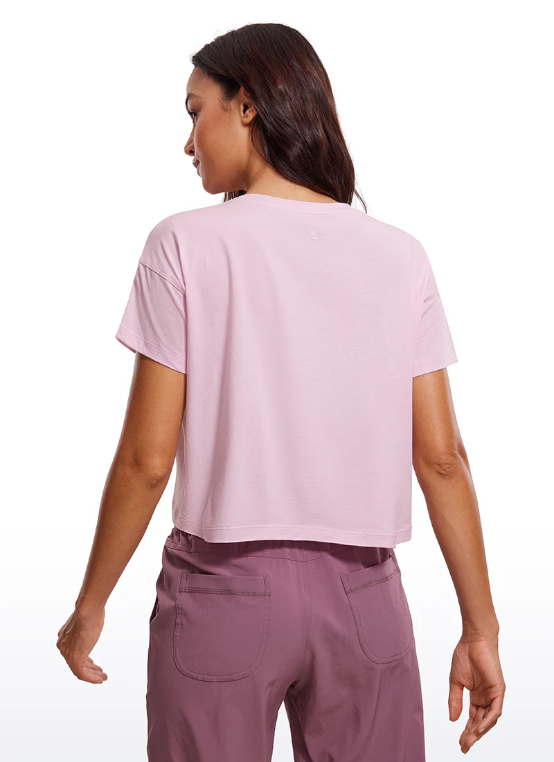 Pima Cotton Crew Neck Cropped Short Sleeve - Image 21