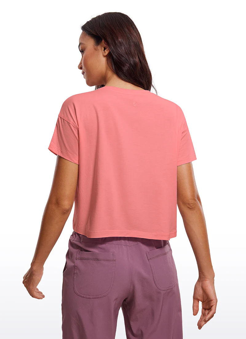 Pima Cotton Crew Neck Cropped Short Sleeve - Image 6