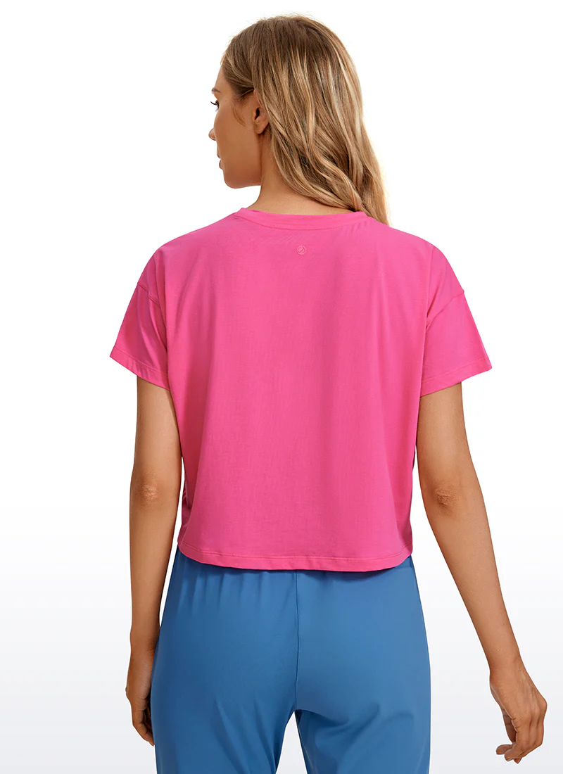 Pima Cotton Crew Neck Cropped Short Sleeve - Image 2