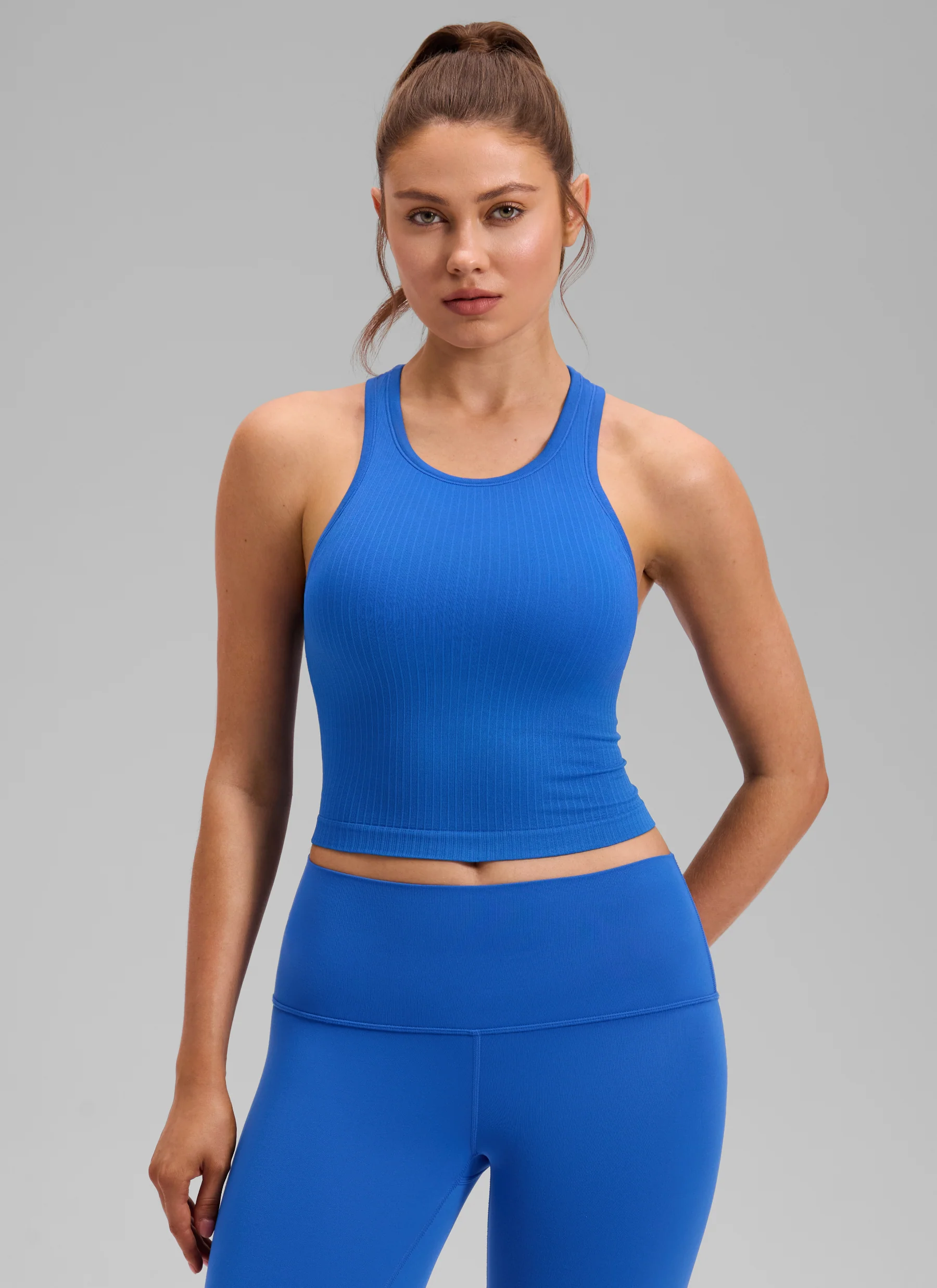Seamless Ribbed Racerback Crop Tank - Image 32
