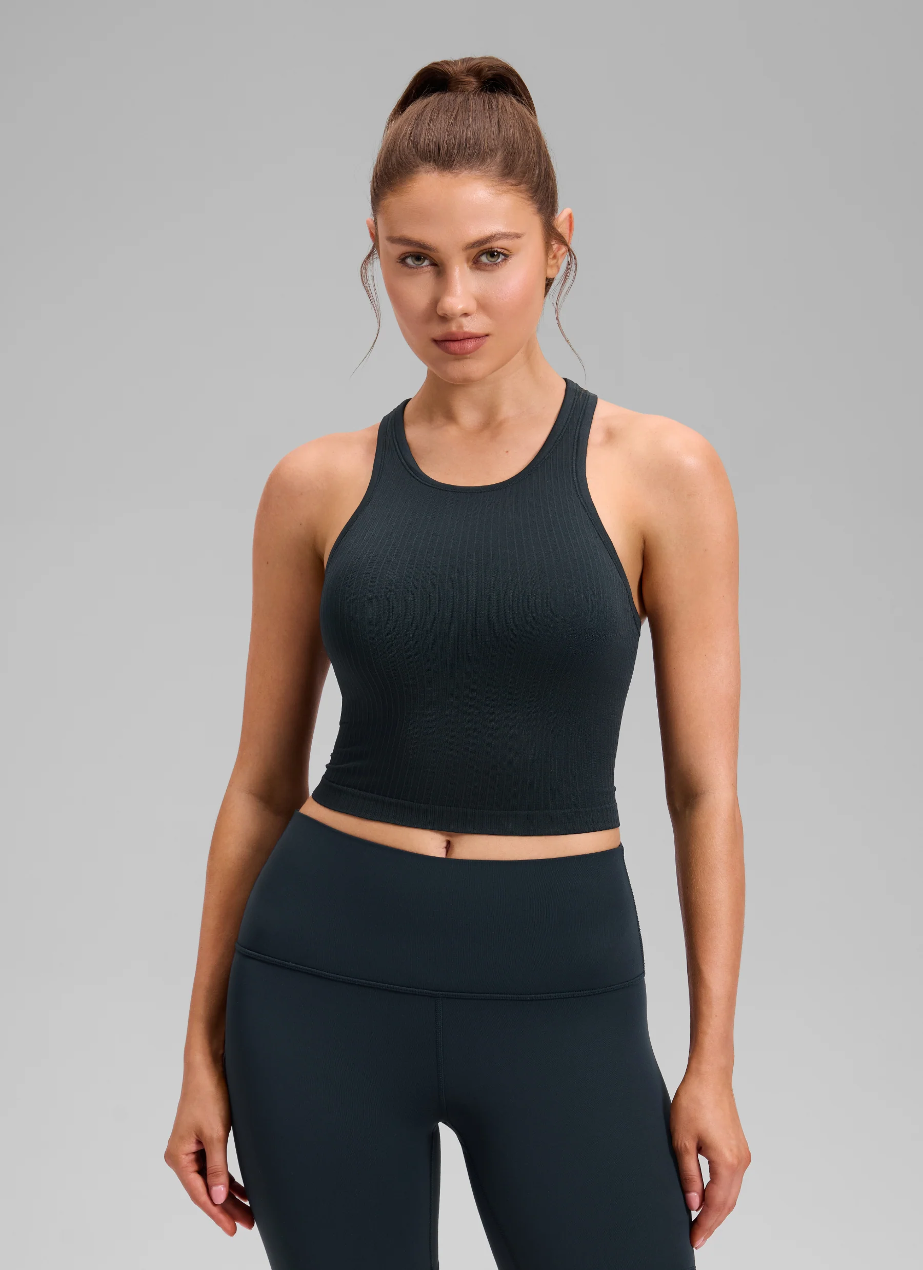Seamless Ribbed Racerback Crop Tank - Image 43