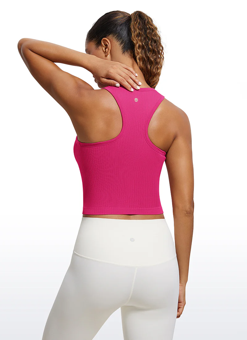 Seamless Ribbed Racerback Crop Tank - Image 10