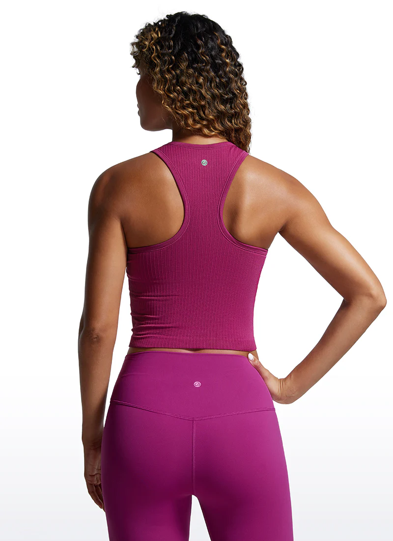 Seamless Ribbed Racerback Crop Tank - Image 10