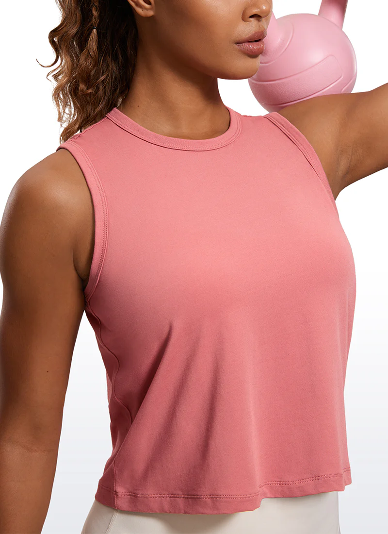 Pima Cotton High Neck Cropped Tank - Image 11