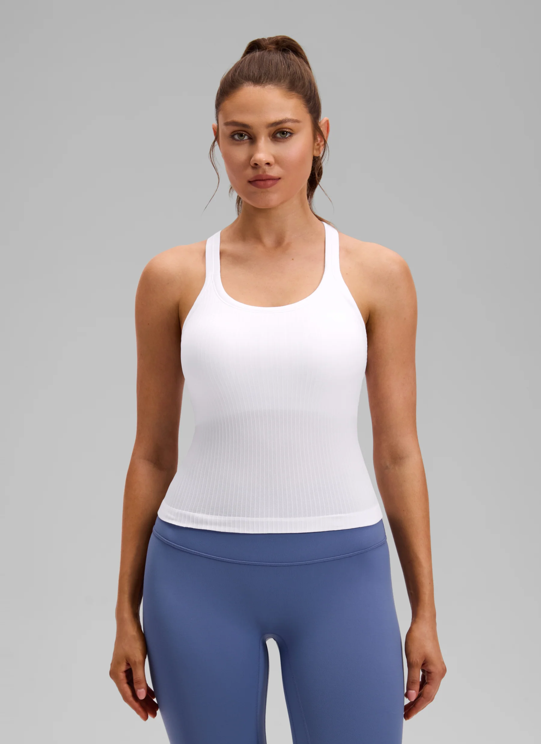 Seamless Racerback Built in Bra Ribbed Tank - Image 19