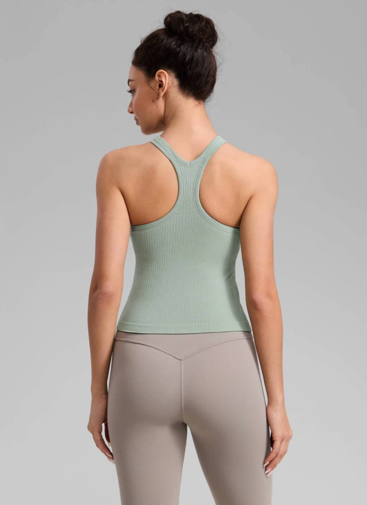 Seamless Racerback Built in Bra Ribbed Tank - Image 8