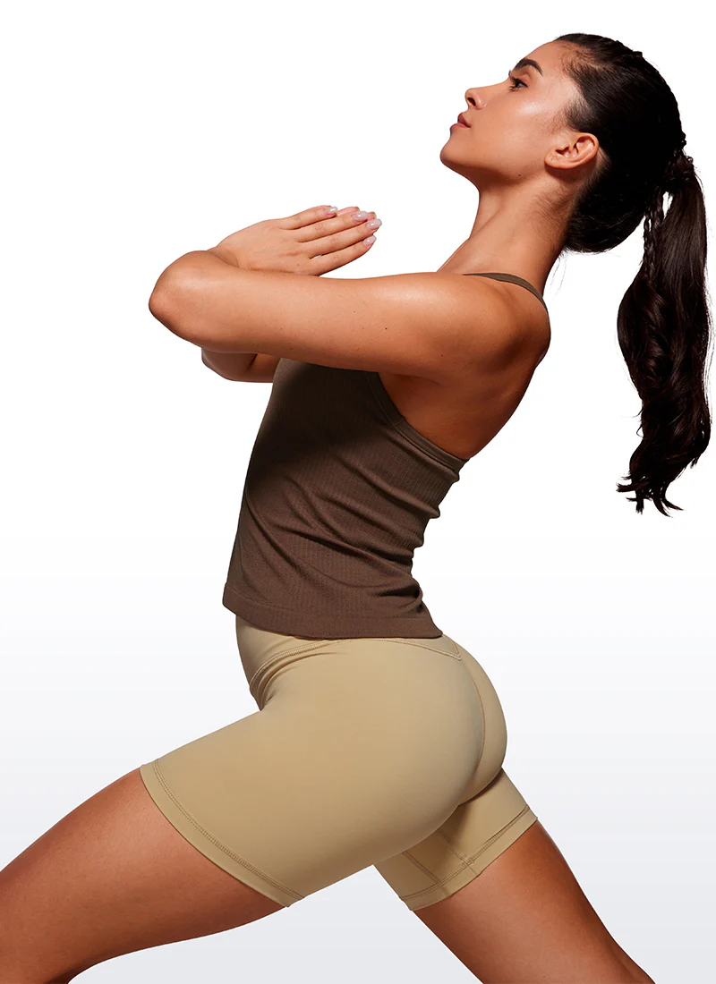 Seamless Racerback Built in Bra Ribbed Tank - Image 3