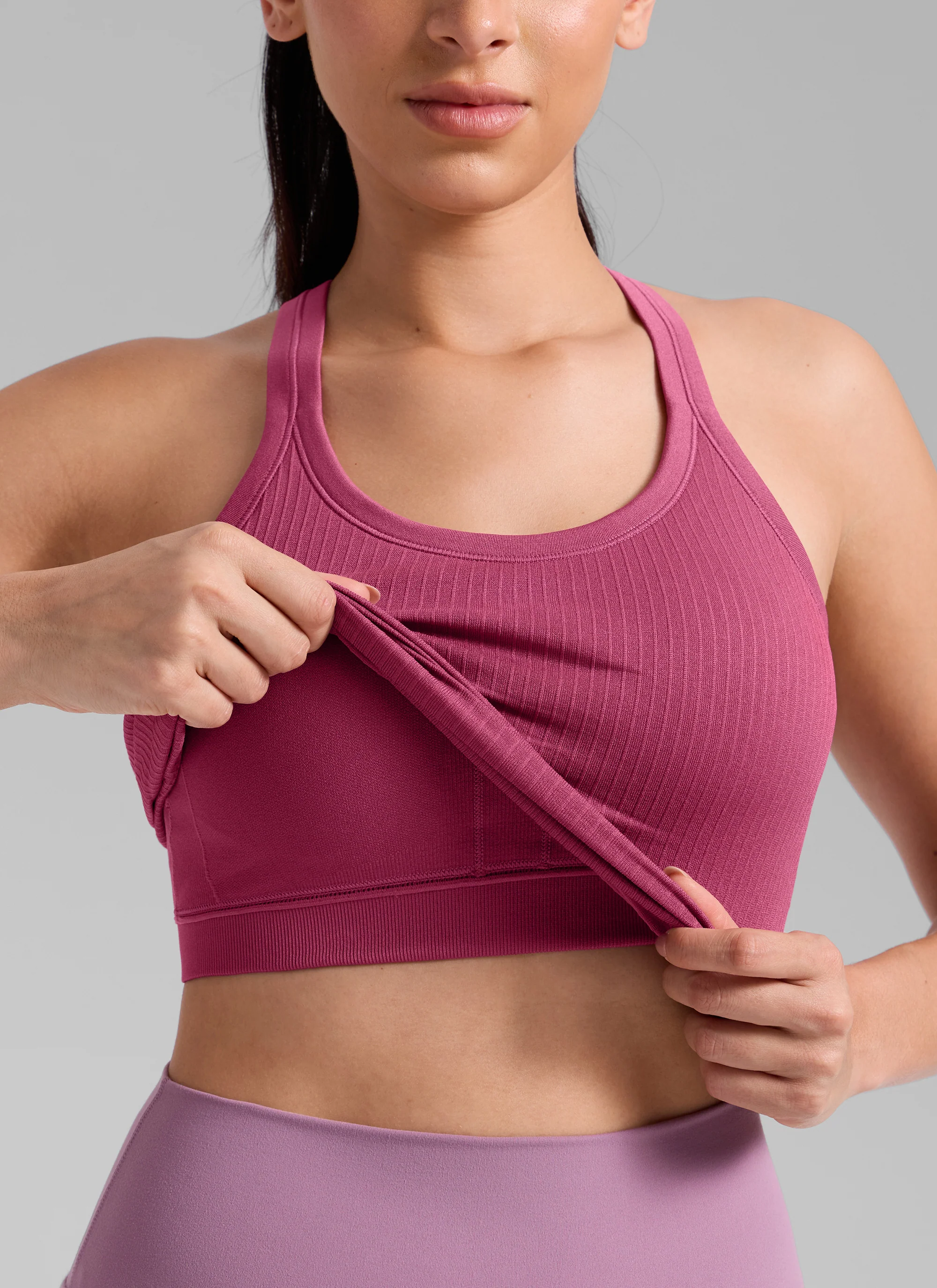 Seamless Racerback Built in Bra Ribbed Tank - Image 7