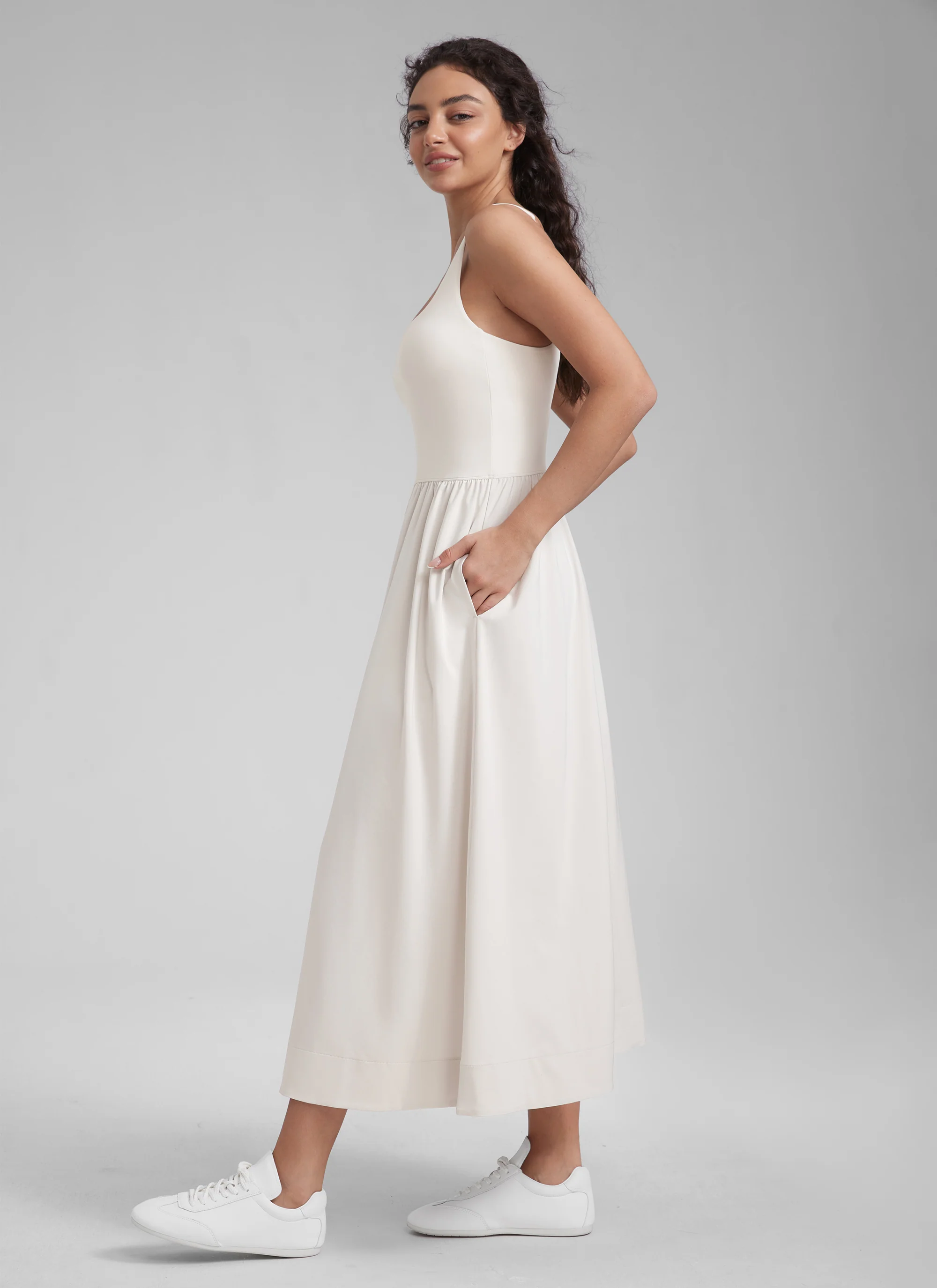 Square Neck Sleeveless Pocket Dress - Image 4