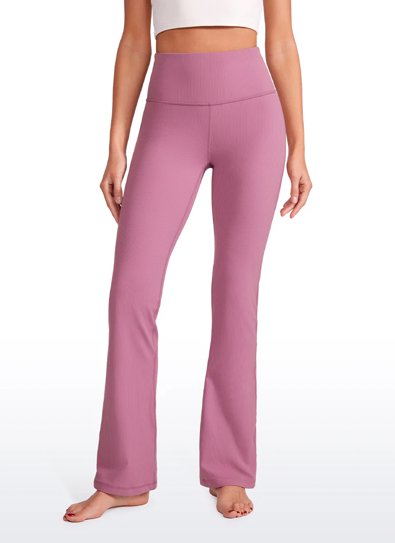 Ribbed High Waist Pocket Flare Leggings 31" - Image 31