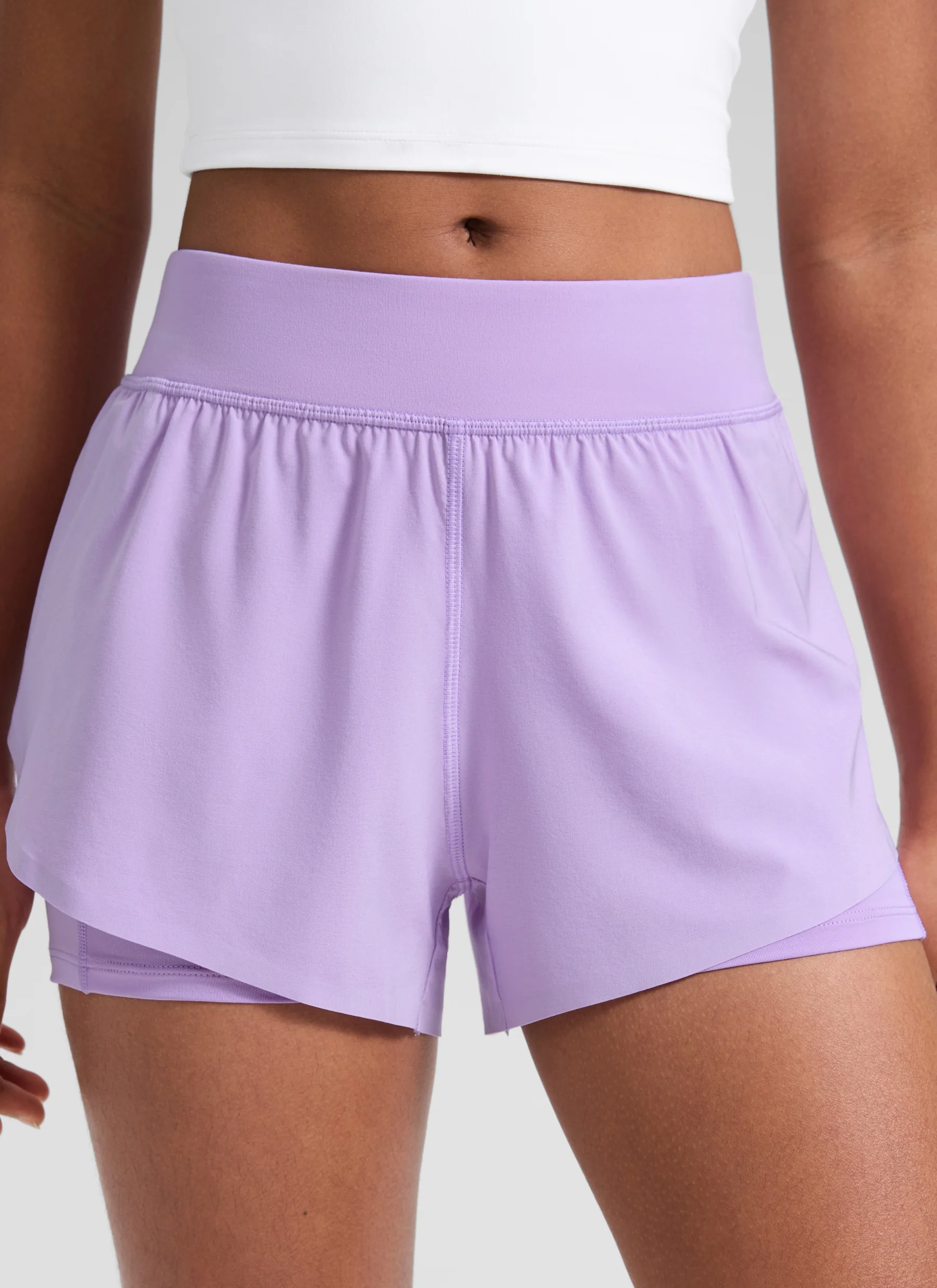 Feathery-Fit Soft Girls 2 in 1 High Rise Dolphin Lined Shorts 2.5'' - Image 12