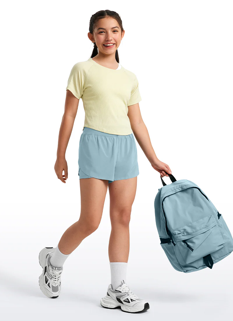 Feathery-Fit Soft Girls 2 in 1 High Rise Dolphin Lined Shorts 2.5'' - Image 37