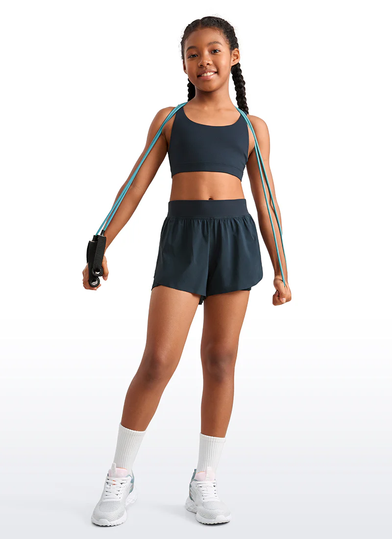 Feathery-Fit Soft Girls 2 in 1 High Rise Dolphin Lined Shorts 2.5'' - Image 8