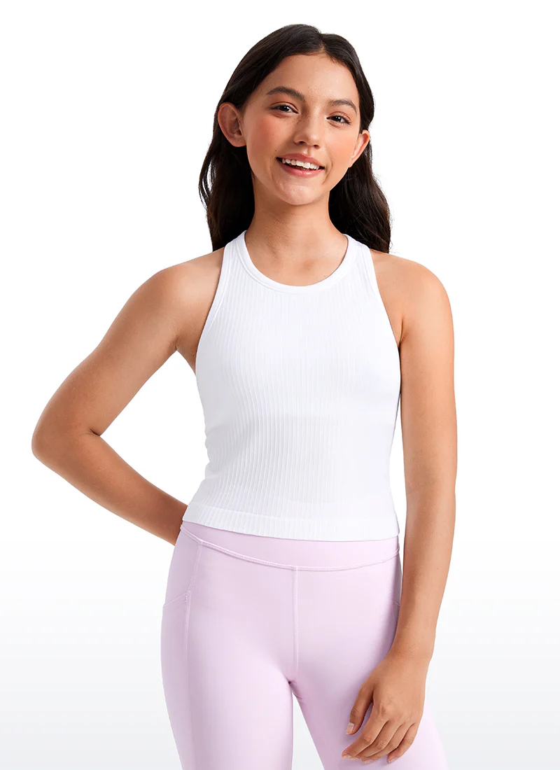 Girls Seamless Ribbed Scoop Neck Tank Racerback - Image 11