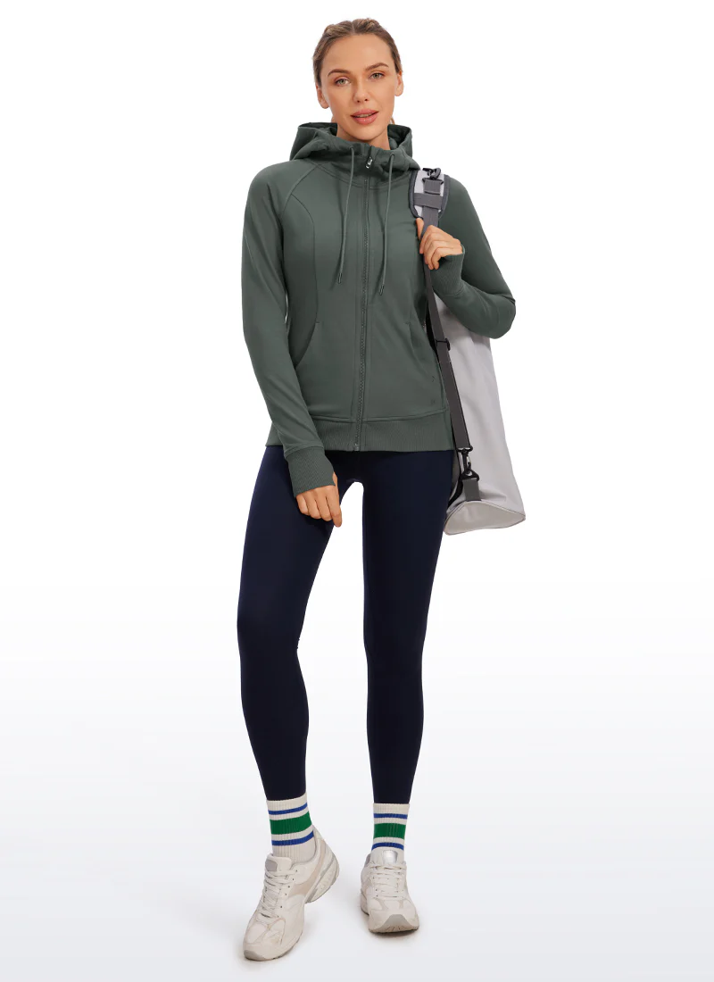 Cotton Terry Full Zip Hoodies Thumb Holes - Image 29