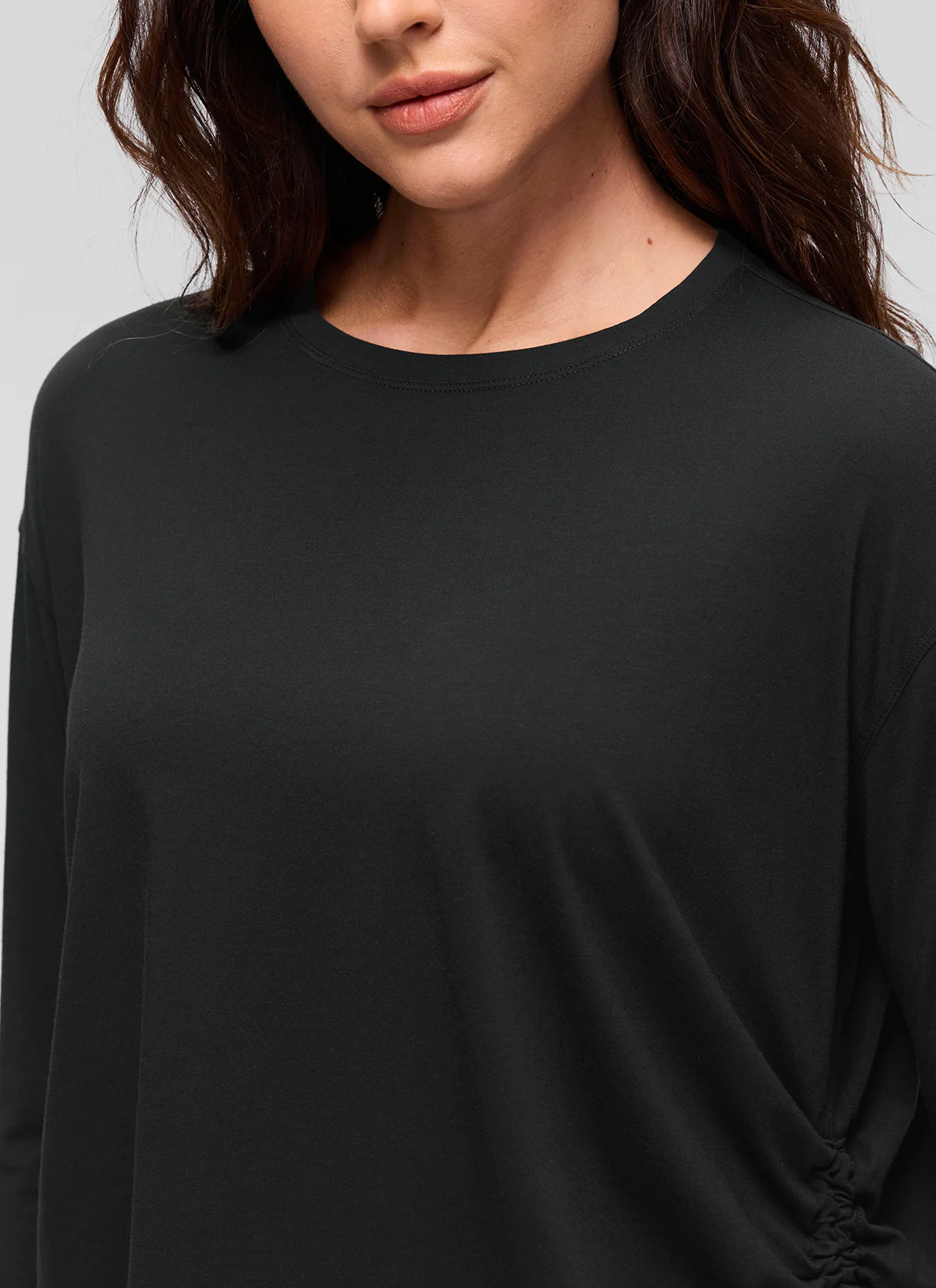 Pima Cotton Hip Length Ruched Long Sleeve - Image 12