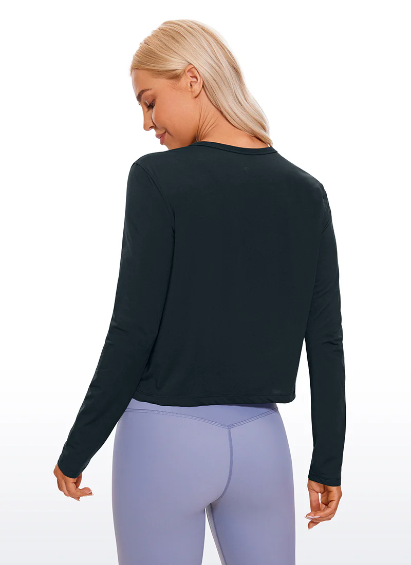 Pima Cotton Cropped Classic Fit Long Sleeve - Image 10