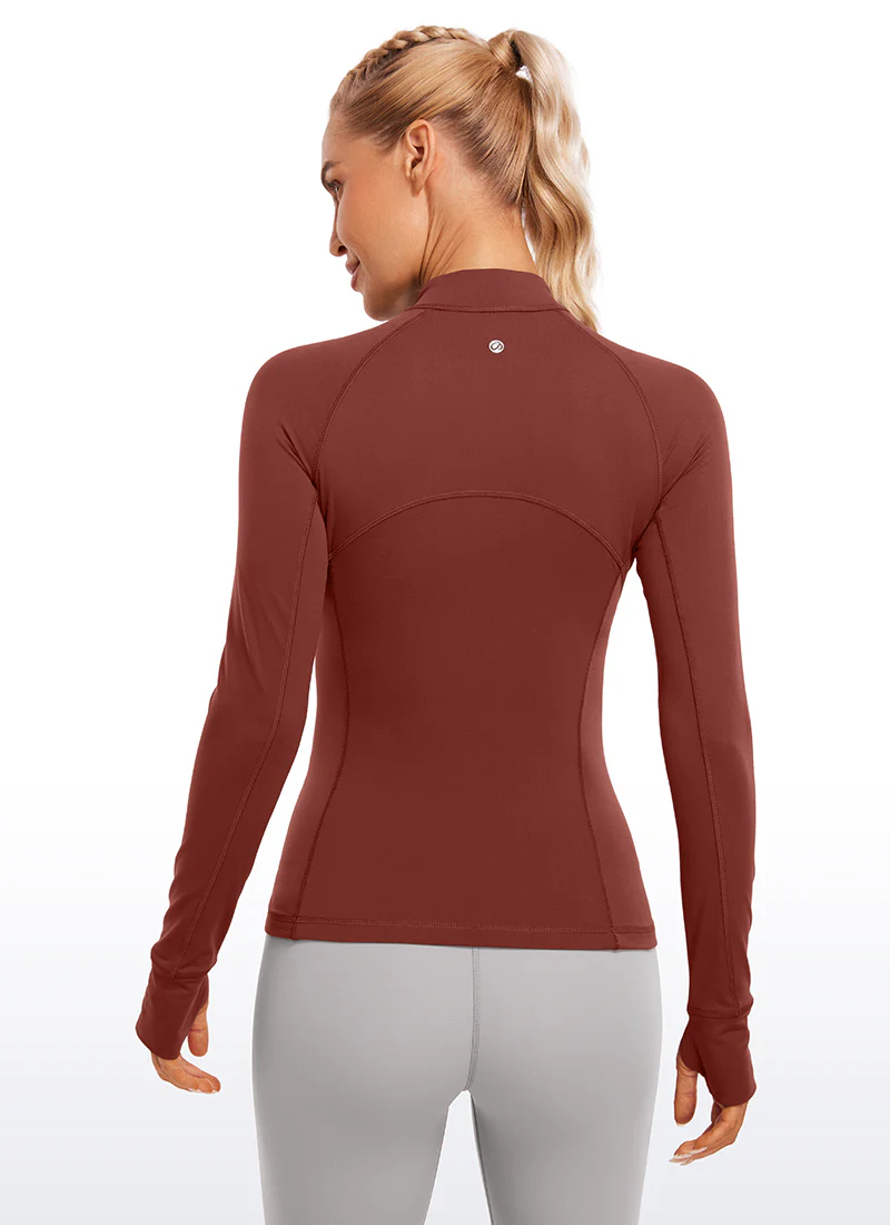 Brushed Thumbhole Half Zip Long Sleeve - Image 37