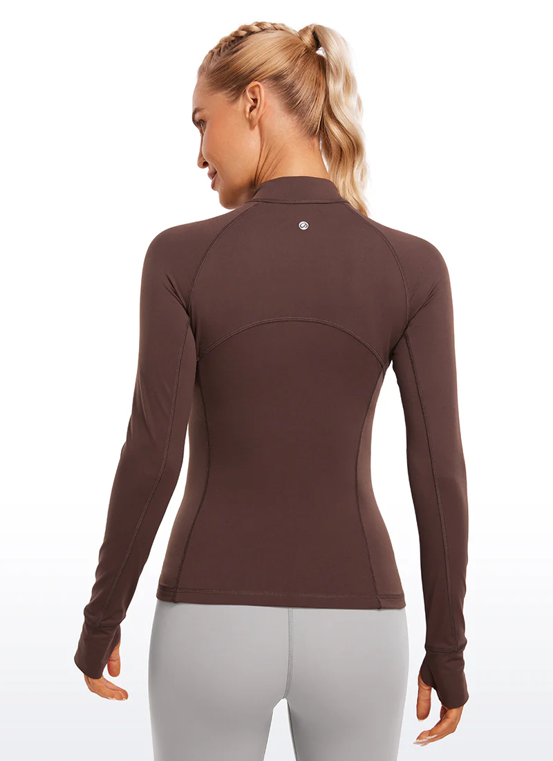 Brushed Thumbhole Half Zip Long Sleeve - Image 41
