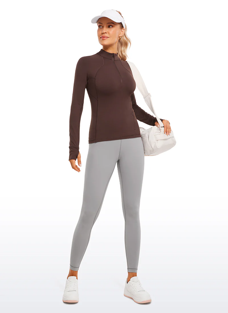 Brushed Thumbhole Half Zip Long Sleeve - Image 42